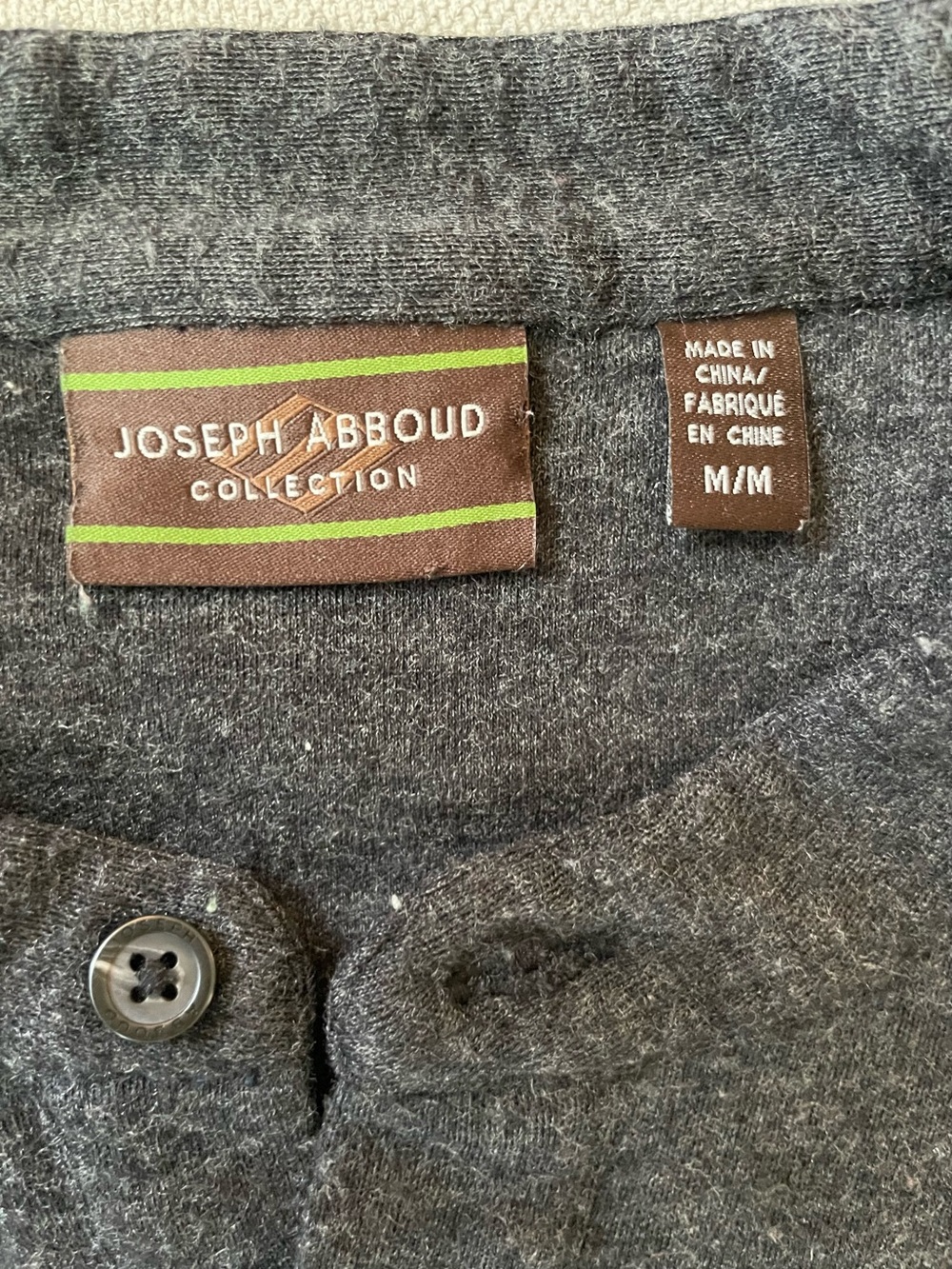 Joseph Abboud Charcoal Knit 100% Wool Henley Shirt